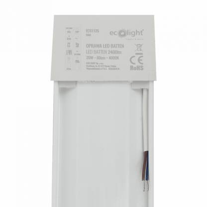 LED lineārais gaismeklis 60cm, 20W, 4000K, 2400lm, IP20, ECOLIGHT