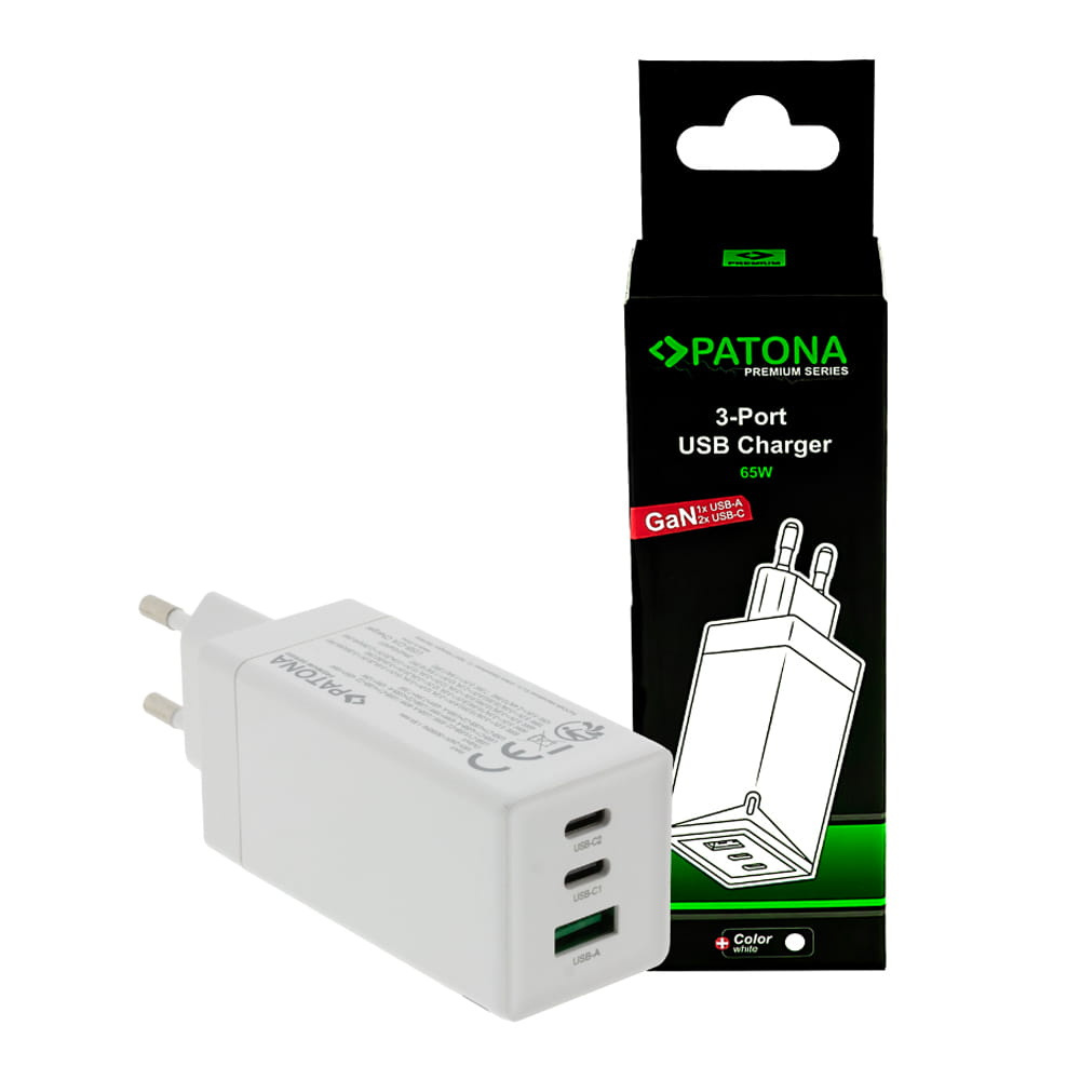 Premium USB lādētājs / 2x USB-C, 1x USB-A, PD 3.0, 65W, PATONA