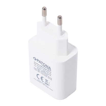 Premium USB lādētājs / 1x USB-C, 1x USB-A, PD 3.0, 18W, PATONA