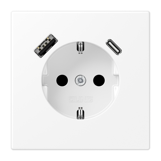 Rozete ar USB-A + USB-C ligzdu un bērnu aizsardzību, matēta sniegbalta, LS990