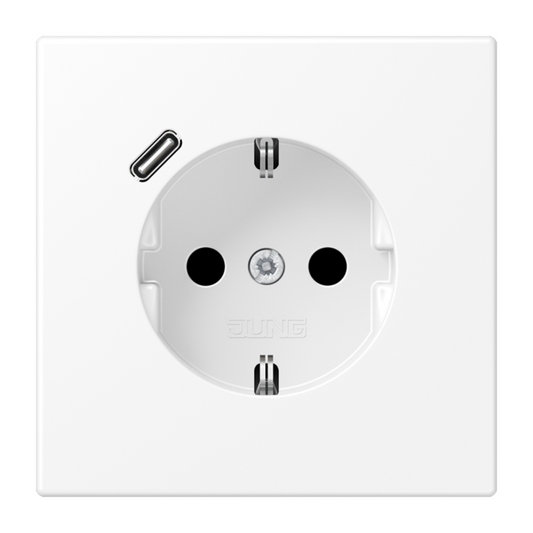 Rozete ar USB-C ligzdu un bērnu aizsardzību, matēta sniegbalta, LS990