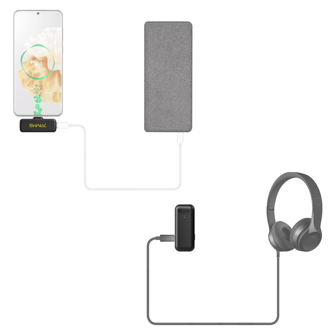 7Ryms Rimo S1 bezvadu mikrofonu komplekts, [USB-C], melns