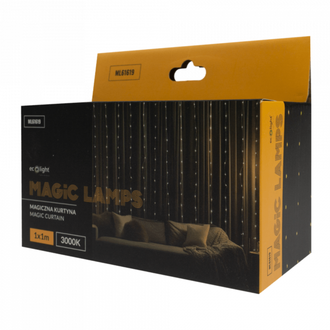 LED ziemassvētku virtene, Magic lights, 100 LED, 3000K, 1m x 1m, DC5V, IP65/IP20, Bluetooth