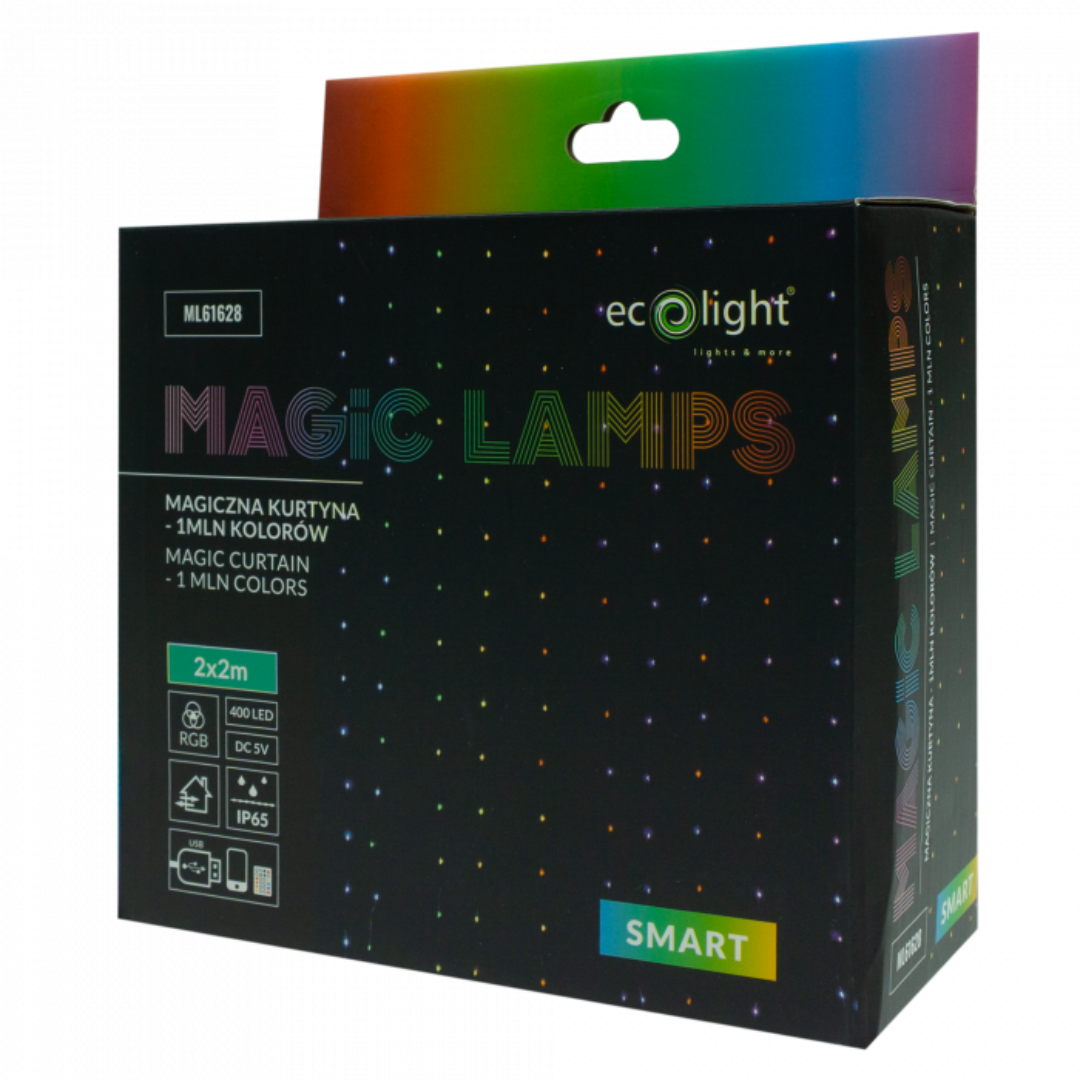 LED ziemassvētku virtene, Magic lights, 400 LED, 1 million colors, 2m x 2m, DC5V, IP65/IP20, Bluetooth