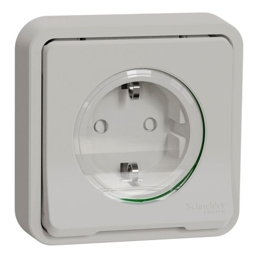 Kontaktligzda 1-vietīga a/z IP55, balta, zemapmetuma, MUREVA, Schneider Electric