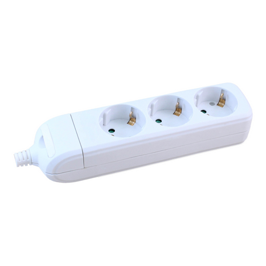 Pagarinātājs 3-vietīgs ar zemējumu, ar bērnu aizsardzību, H05VV-F 3x1.5mm2, 3m, balts