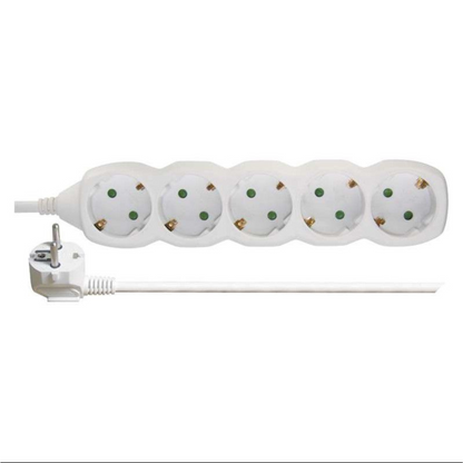 Pagarinātājs 5-vietīgs ar zemējumu, ar bērnu aizsardzību, H05VV-F 3x1.5mm2, 5m, balts