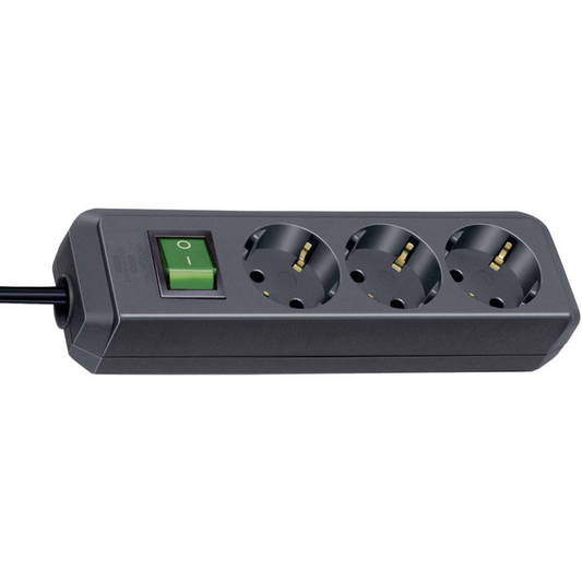 Pagarinātājs ECO, 1.5m, 3 rozetes, ar slēdzi, 3G1.5, melns, 1152300015, Brennenstuhl