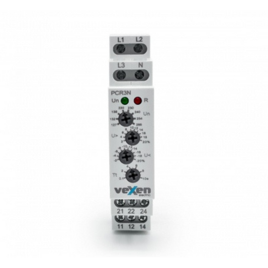 Trīsfāžu sprieguma kontroles relejs, 3LN, 2CO, 10A, AC 230V, PCR3N, Vexen