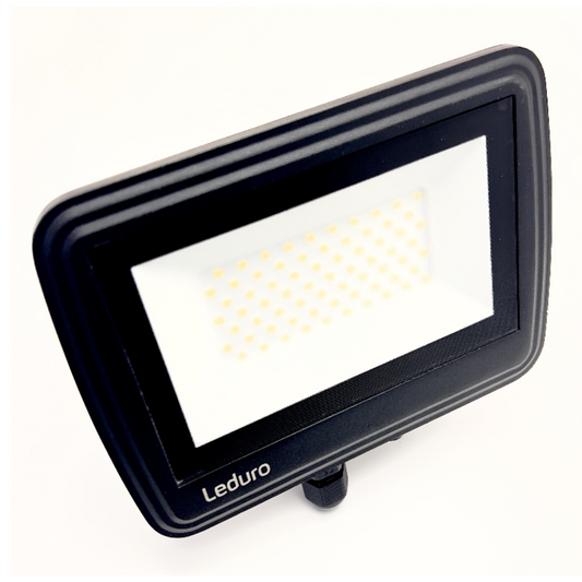 LED Prožektors EKO50, IP65, 50W, 4500K, 5000Lm, 182x180x34mm, melns, LEDURO