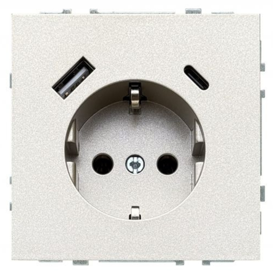 Rozete ar USB-C + USB-A ligzdu, šampanieša, 3.4A, 220V, bez rāmja, Liregus MODERN