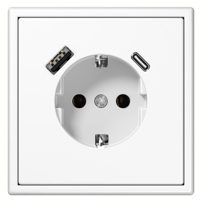 Rozete ar USB-C + USB-A ligzdu, balta-matēta, 3.4A, 220V, bez rāmja, Liregus MODERN