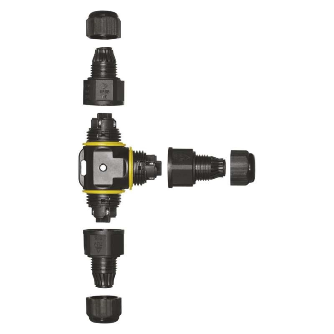 Kabeļu savienotājs T-veida, 3x0.75-2.5mm2, 16A, 250V, IP68, EMOS