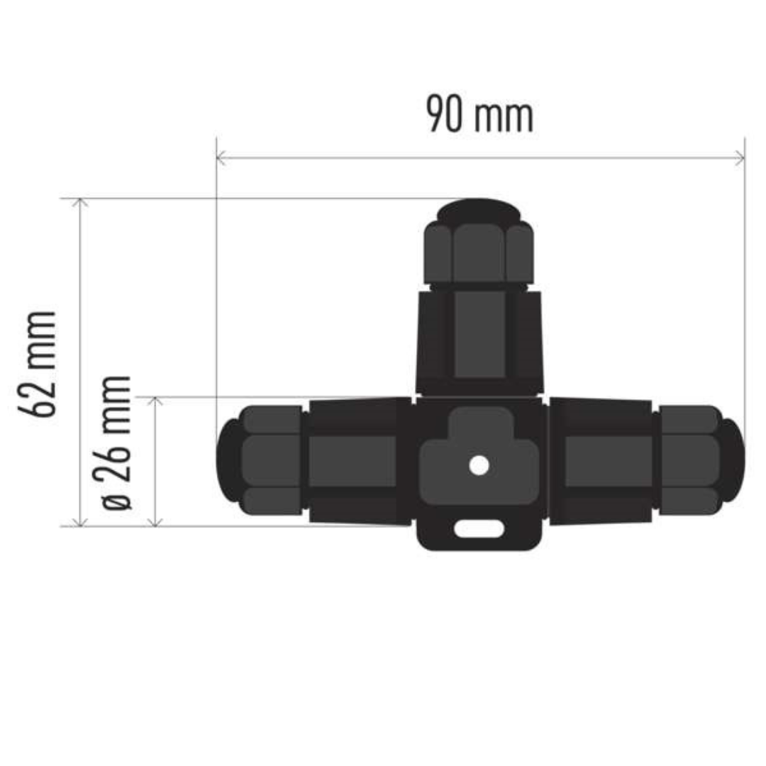 Kabeļu savienotājs T-veida, 3x0.75-2.5mm2, 16A, 250V, IP68, EMOS