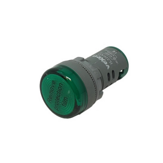 LED zaļa indikācijas signāllampa, 24V, AC/DC, cauruma diametrs - 22.5mm, IL024AG, Vexen