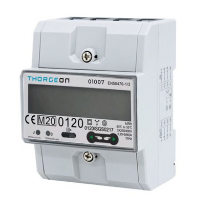 Elektroenerģijas skaitītājs 3F 5-80A, MID, MODBUS, LCD displejs, uz DIN sliedes