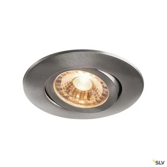 Gaismeklis LED, iebūvējams, matēts alumīnijs, 6.2W, 2700K, IP44, 455Lm, 220-240V, 70-75mm cauruma diametrs, SLV