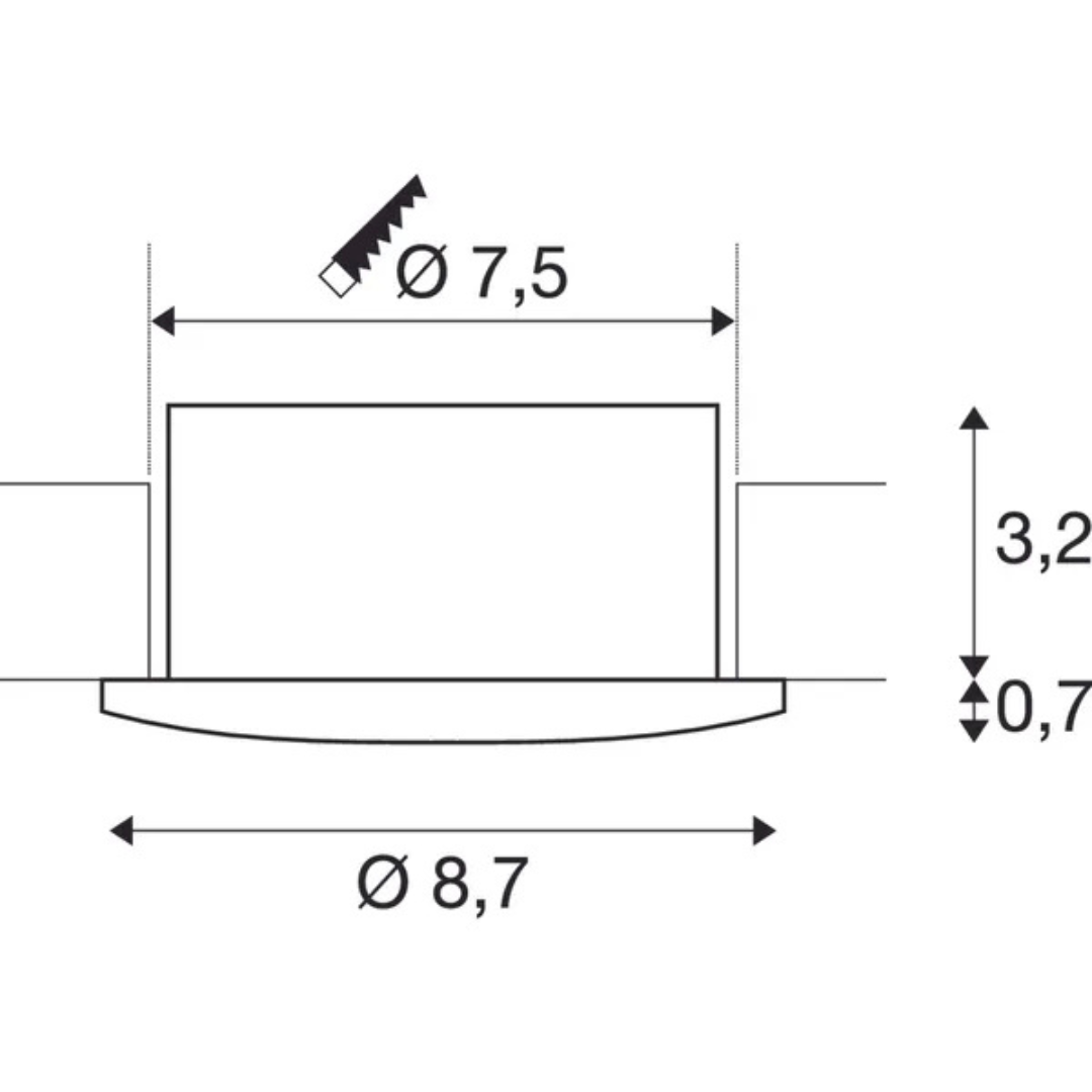 Gaismeklis LED, iebūvējams, balts, 6.2W, 2700K, IP44, 455Lm, 220-240V, 70-75mm cauruma diametrs, SLV