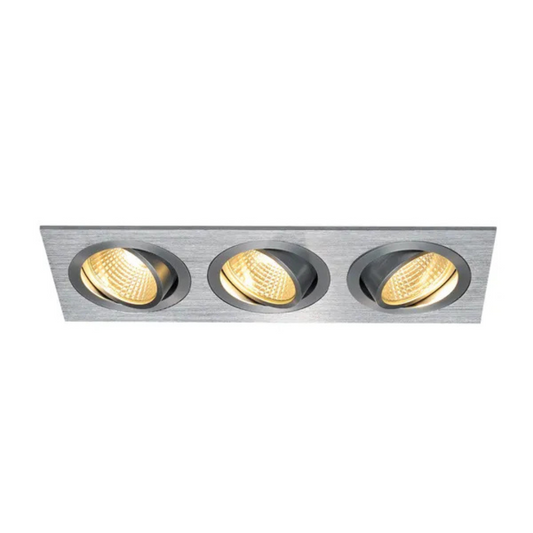 Gaismeklis LED, iebūvējams, matēts alumīnijs, 3x6W, 2700K, 220-240V, NEW TRIA 3 DL SQUARE Set, SLV