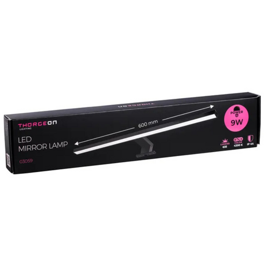 Gaismeklis LED spogulim / gleznai, 9W, 635lm, 60cm, IP44, melns matēts, THORGEON
