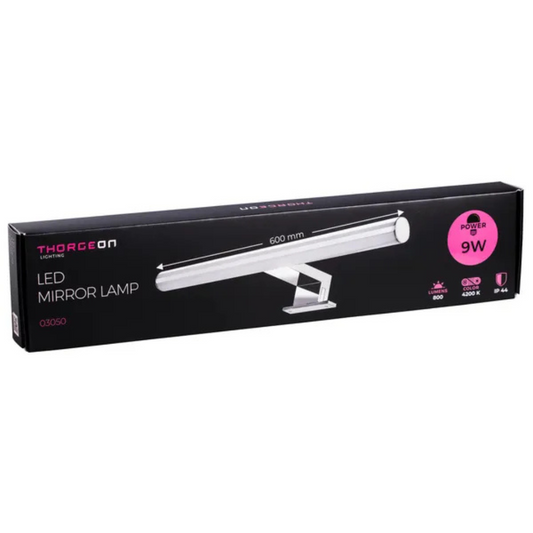 Gaismeklis LED spogulim, 9W, 800lm, 60cm, IP44, hroms, THORGEON