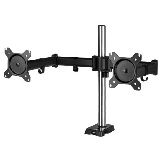 Divu monitoru stiprinājums uz galda, līdz 35”/34”, ar 4 portu USB 2.0 centrmezglu, melns, ARCTIC Z2
