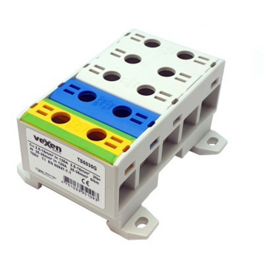 Tranzītspaile Al/Cu 5x1x2,5-35mm2, 3LPEN - pelēka, zila, dzelten/zaļa, TS5035G