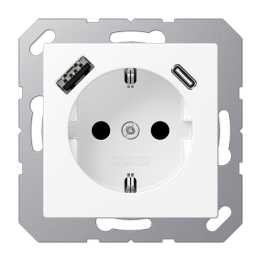 Rozete ar USB-C + USB-A ligzdu, matēta sniegbalta, A500