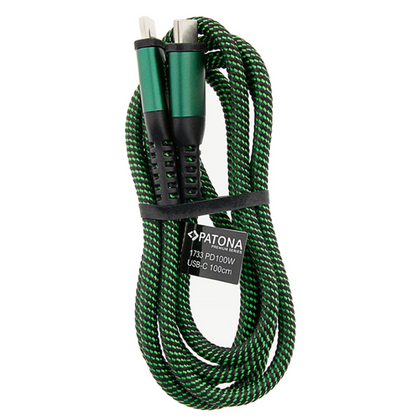 Premium barošanas kabelis / datu kabelis USB-C - USB-C, PD, 100W, 100cm, PATONA