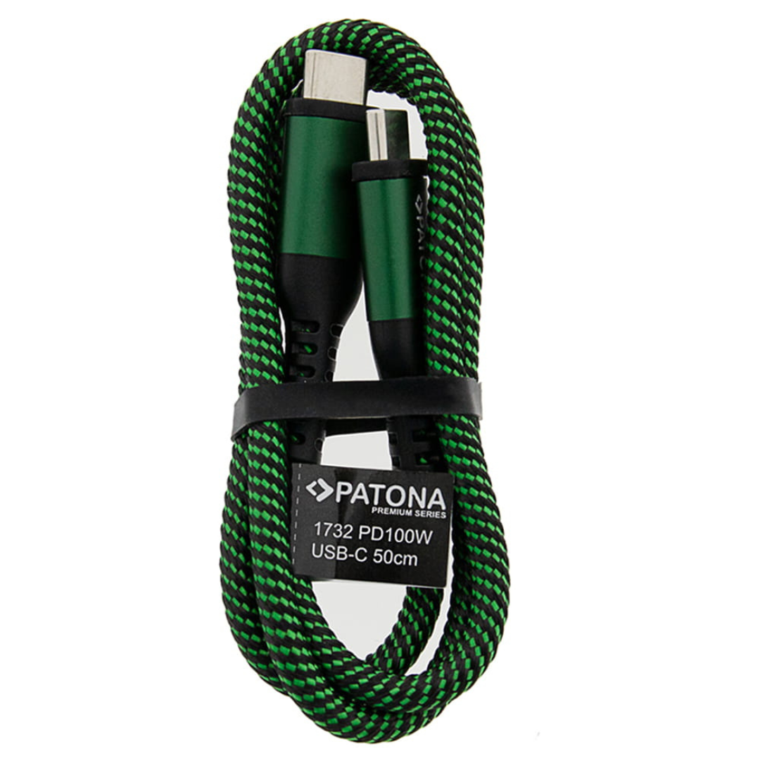 Premium barošanas kabelis / datu kabelis USB-C - USB-C, PD, 100W, 50cm, PATONA