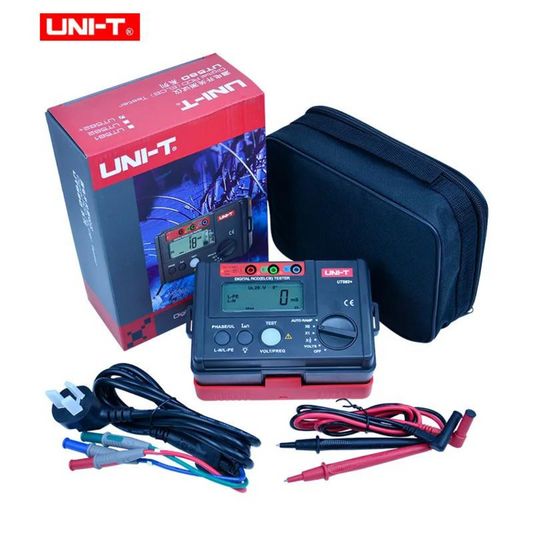 RCD testeris UT582+, LCD, 10mA, 20mA, 30mA, 100mA, 300mA, 500mA, VAC: 30÷600V, 45÷65Hz, UNI-T