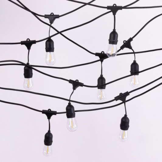 Spuldžu dārza virtene ar 10 patronam uz E27, ar 1W LED spuldzēm komplektā, 2700K, āra teritorijām un iekštelpām, garums 10m (var savienot savā starpā vairākas), IP44, ECOLIGHT