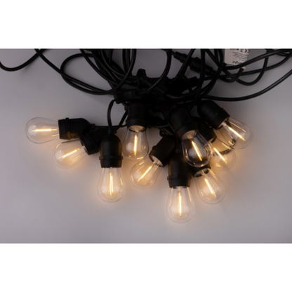 Spuldžu dārza virtene ar 10 patronam uz E27, ar 1W LED spuldzēm komplektā, 2700K, āra teritorijām un iekštelpām, garums 10m (var savienot savā starpā vairākas), IP44, ECOLIGHT