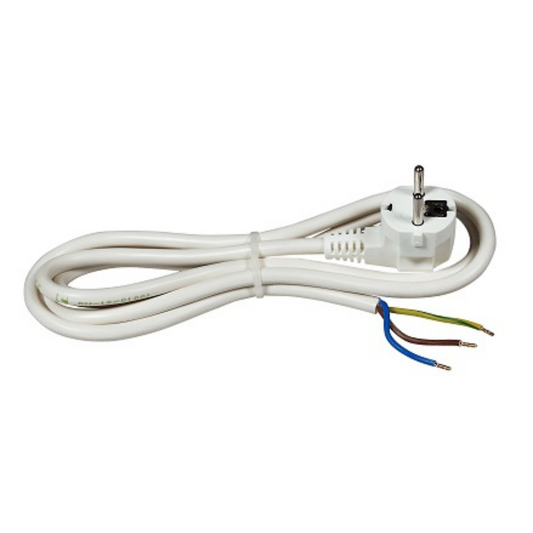 Vads ar dakšu, 1.5m, balts, 16A, 250V, ~ 3500W, H05VV-F 3x1.5