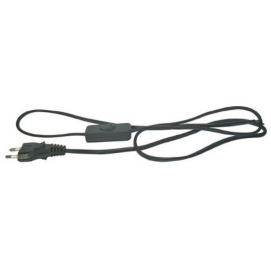 Vads elektroierīcēm ar dakšu un slēdzi, 2m vada garums, H03VVH2-F 2x0.75, melns, Spector Light