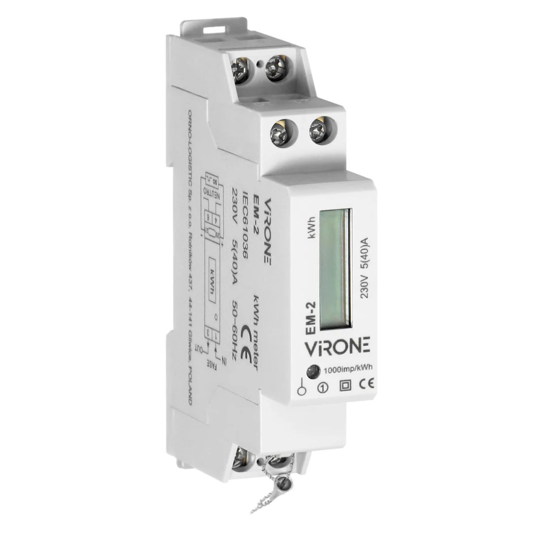 Elektroenerģijas skaitītājs 1F 40A LCD displejs, uz DIN sliedes