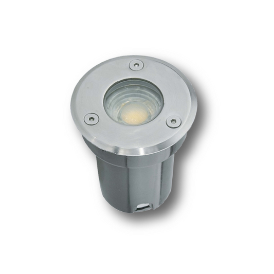 Gruntī iebūvējams LED gaismeklis, apaļš, matēts hroms, 3W, 4200K, 255lm, IP67, 25000h, Spector Light