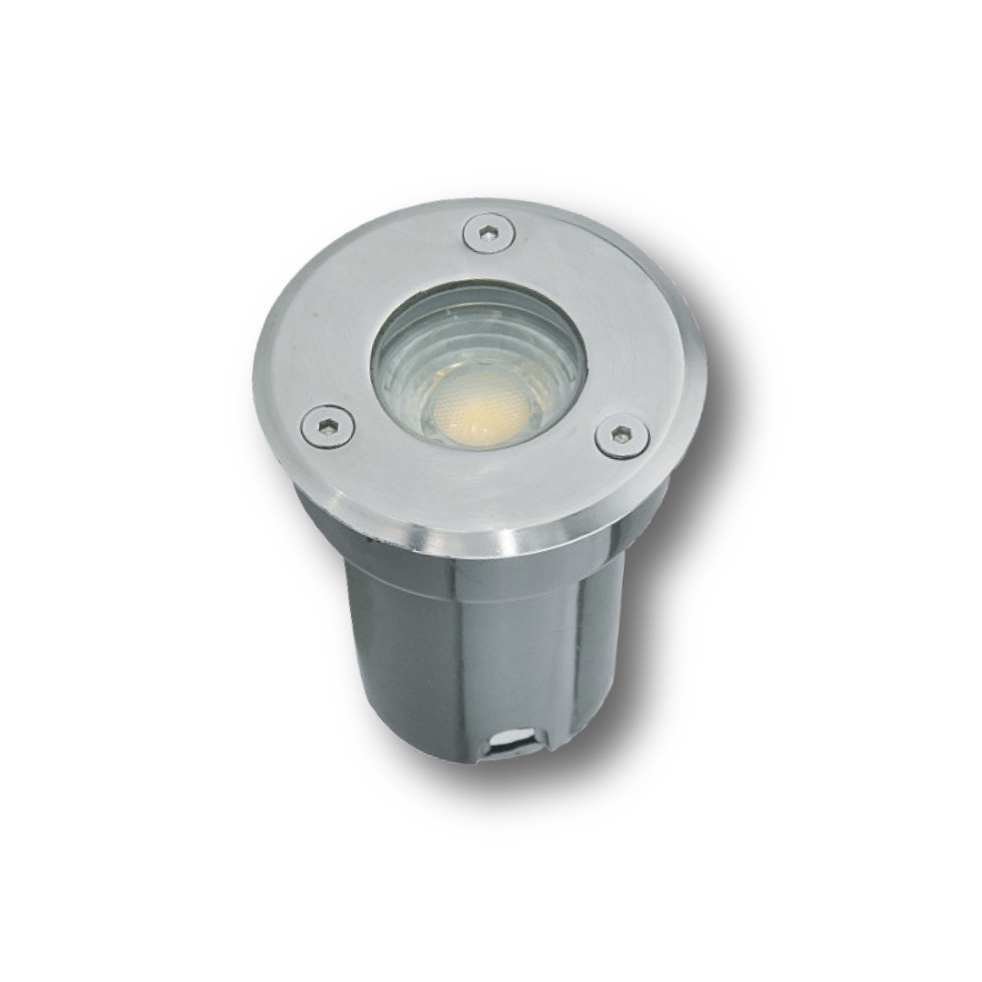Gruntī iebūvējams LED gaismeklis, apaļš, matēts hroms, 5W, 4200K, 425lm, IP67, 25000h, Spector Light